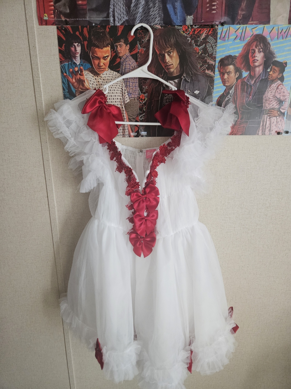 Sugar Thrillz Coquette Tulle BabyDoll Dress Red Bow Puff Sleeve Mini Dollcore